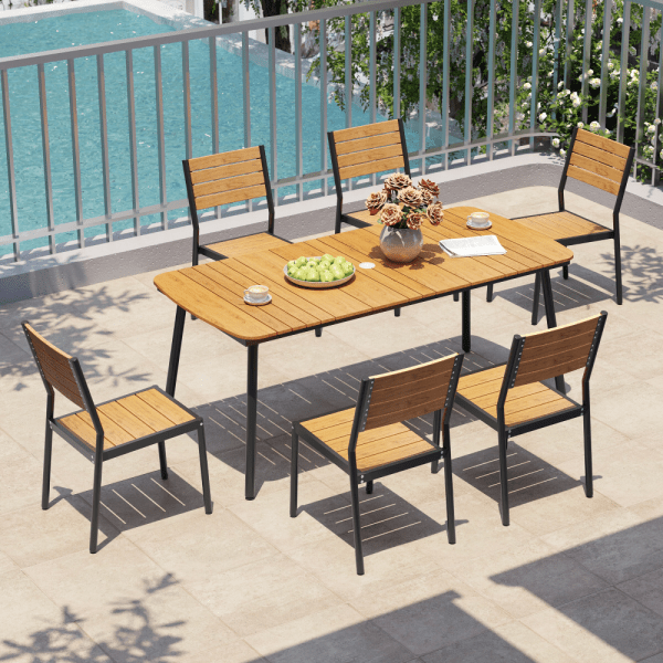 Outdoor Rectangular Dinning Table & Chairs